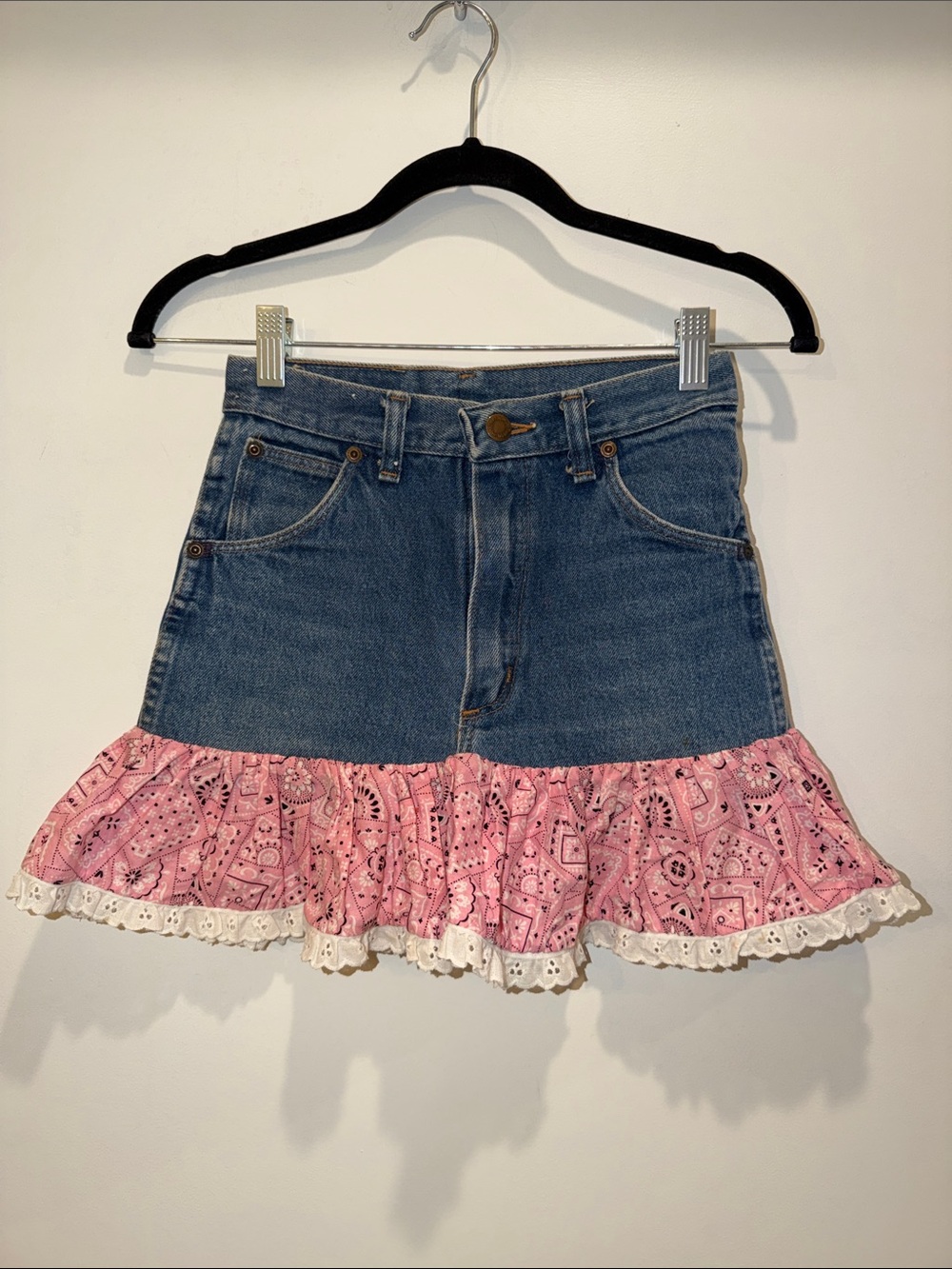 Vintage Wrangler Denim Reworked Girls Skirt